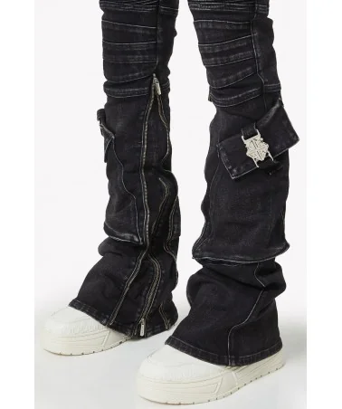 Guapi Clothing - Waxed Calligraphy Denim - Obsidian Black