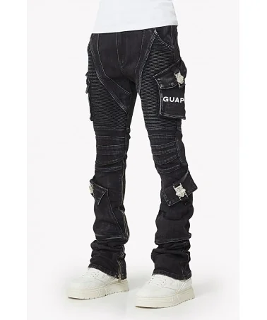 Guapi Clothing - Waxed Calligraphy Denim - Obsidian Black