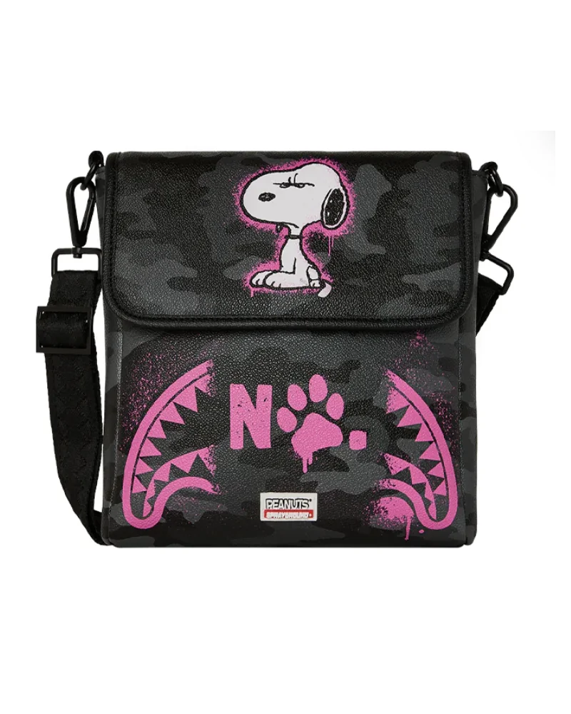 Sprayground NY - Peanuts Snoopy Pink Stencil Messenger Sling - Black / Pink