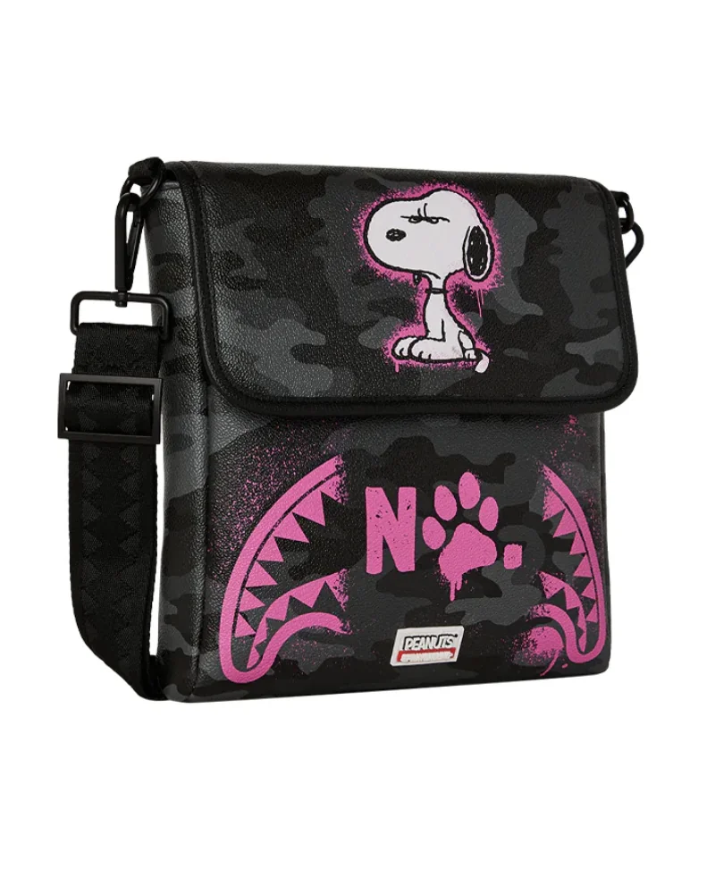 Sprayground NY - Peanuts Snoopy Pink Stencil Messenger Sling - Black / Pink