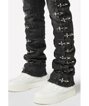 Guapi Clothing - Waxed Calligraphy Denim - Obsidian Black