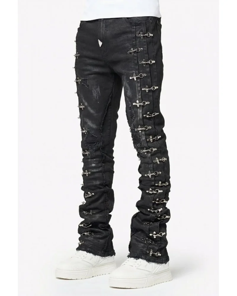 Guapi Clothing - Waxed Calligraphy Denim - Obsidian Black