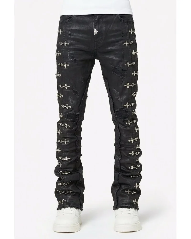 Guapi Clothing - Waxed Calligraphy Denim - Obsidian Black