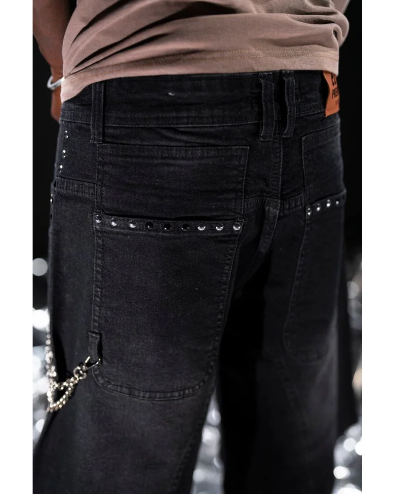 Elite Premium Jeans - Faith Embellished Double Waist Short - Black