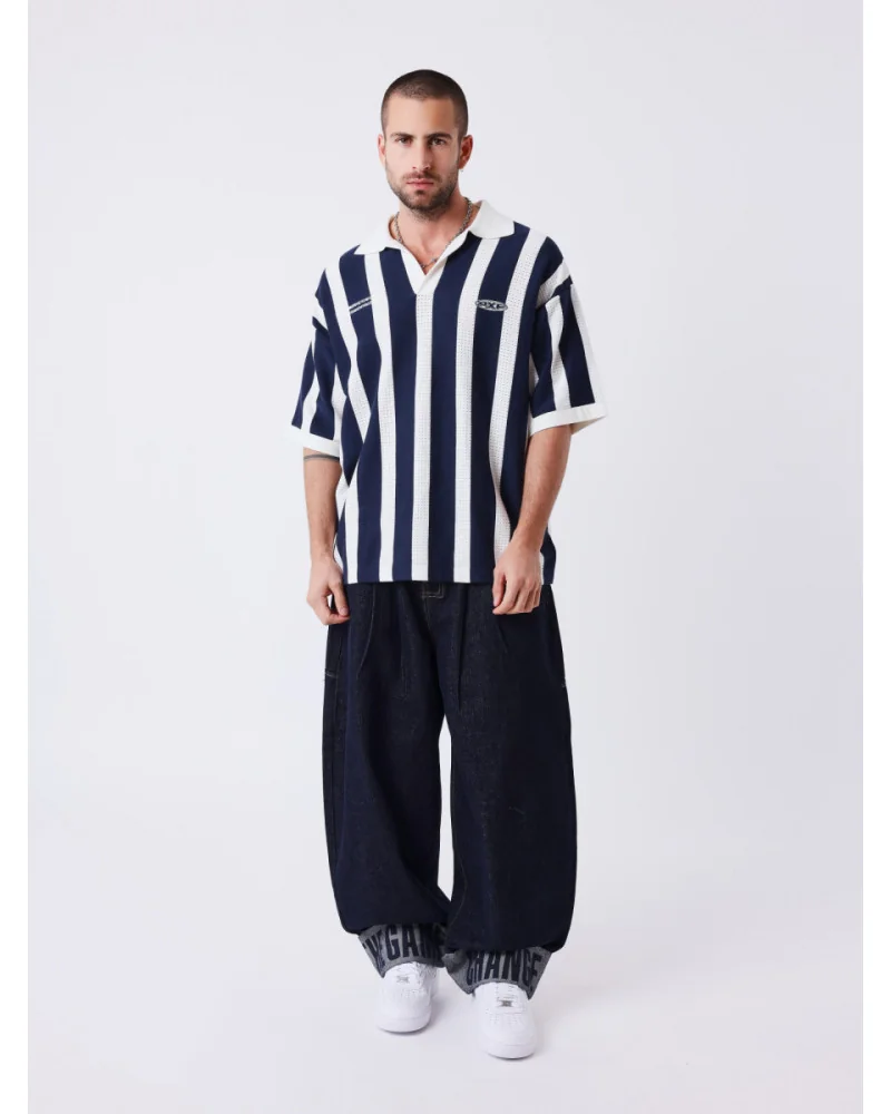 Project X Paris - Classic Polo Stripes - Cream / Navy