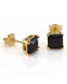 KING ICE - Onyx Princess-cut Stud Earrings - Gold
