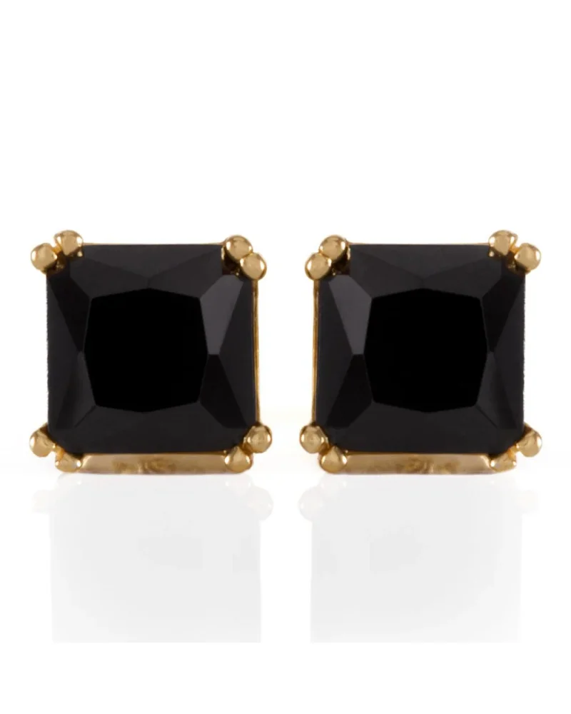KING ICE - Clear Round Stud Earrings - Onyx | blockshops