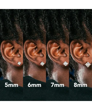 King Ice - 925 Sterling Silver Gold Clear Princess Stud | blockshops