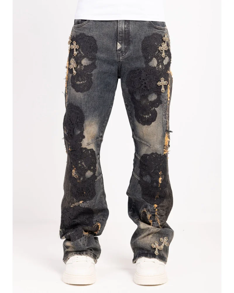 Guapi Clothing - Waxed Calligraphy Denim - Obsidian Black