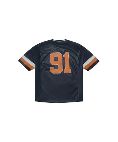 Criminal Damage - Stadium Leather V Neck - Navy