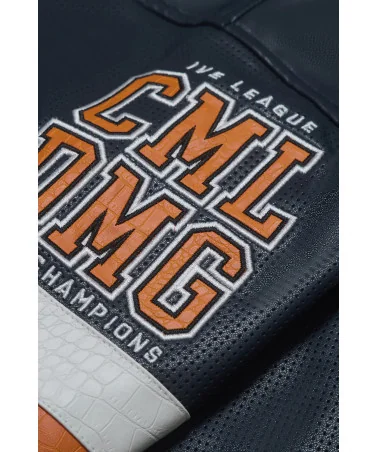 Criminal Damage - Stadium Leather V Neck - Navy