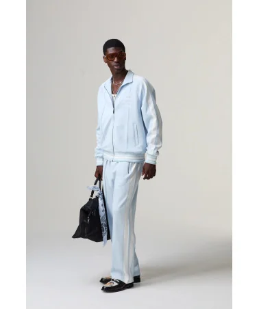 Criminal Damage - Pin Tuck Track Top - Blue/Off White