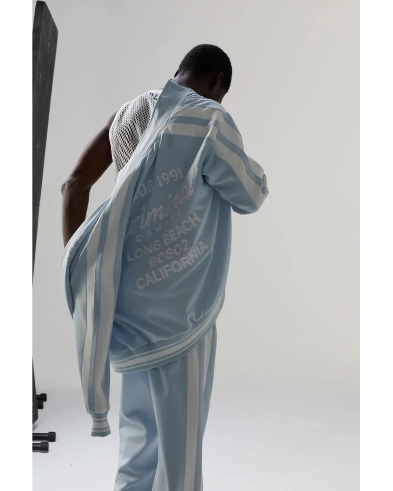 Criminal Damage - Pin Tuck Track Top - Blue/Off White