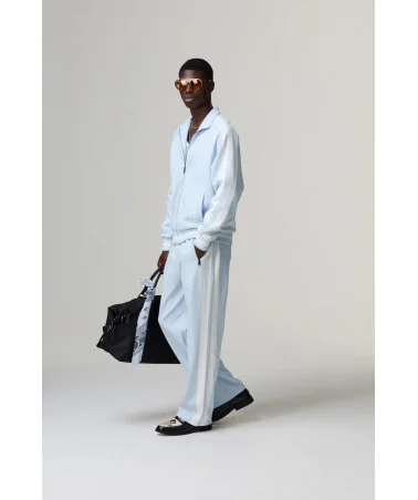 Criminal Damage - Pin Tuck Track Pant - Blue/Off White