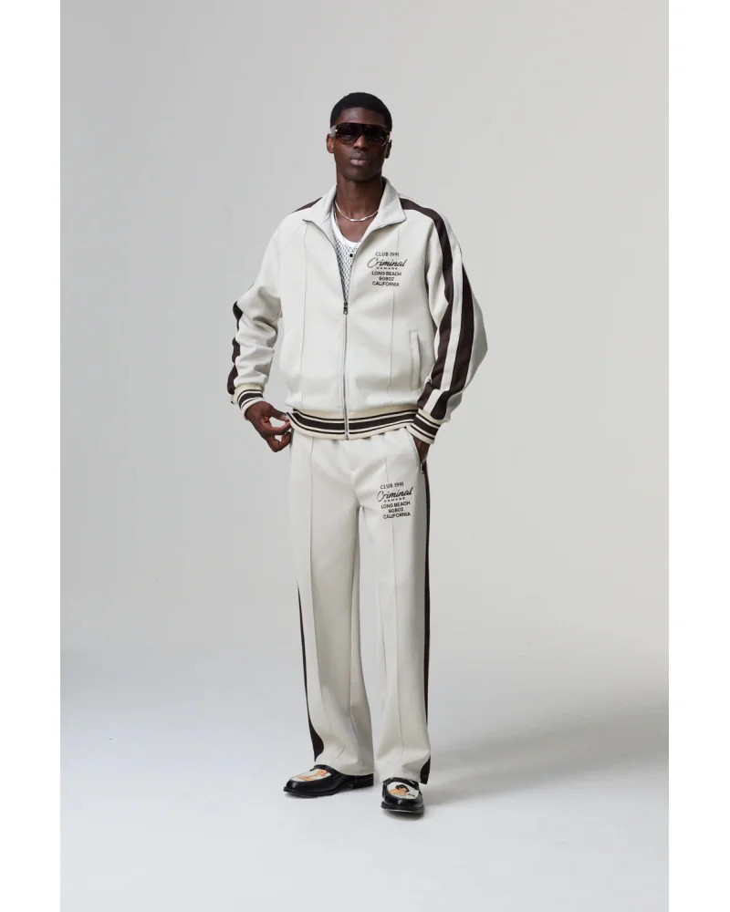 Criminal Damage - Pin Tuck Track Pant - Stone/Brown