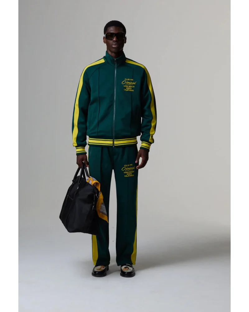 Criminal Damage - Pin Tuck Track Top - Green/Yellow