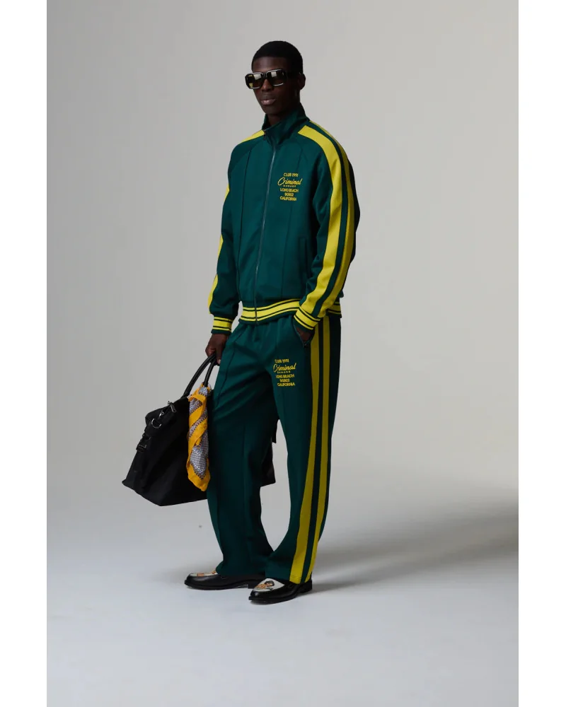 Criminal Damage - Pin Tuck Track Top - Green/Yellow