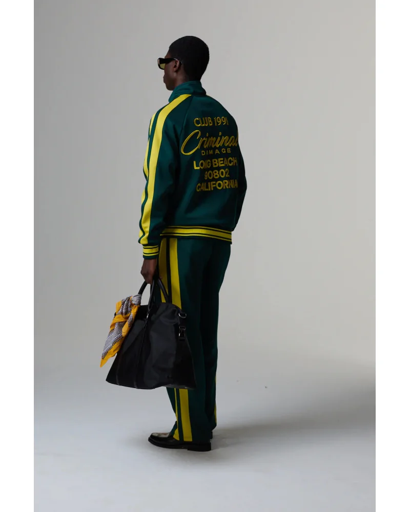 Criminal Damage - Pin Tuck Track Top - Green/Yellow