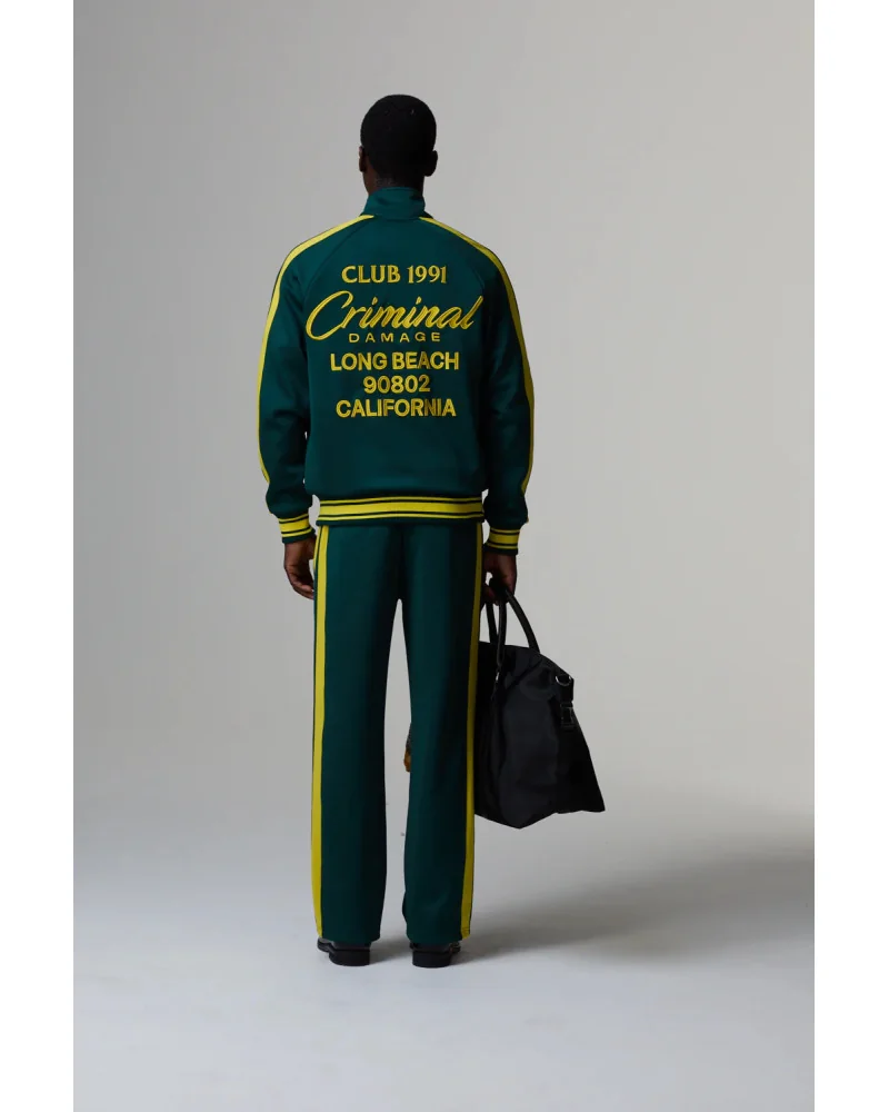 Criminal Damage - Pin Tuck Track Pant - Green/Yellow