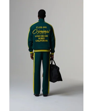 Criminal Damage - Pin Tuck Track Pant - Green/Yellow