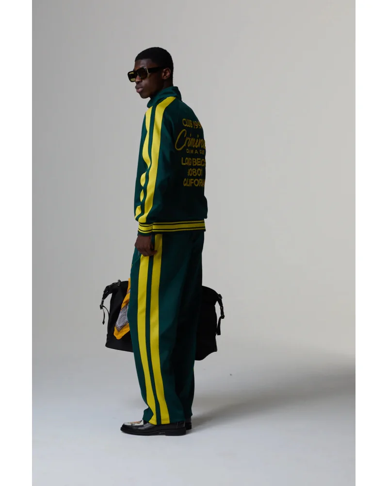 Criminal Damage - Pin Tuck Track Pant - Green/Yellow