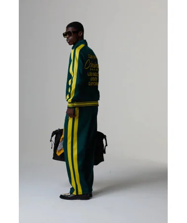 Criminal Damage - Pin Tuck Track Pant - Green/Yellow