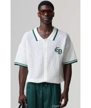 Criminal Damage - Logo Mania Knitted Shirt - White