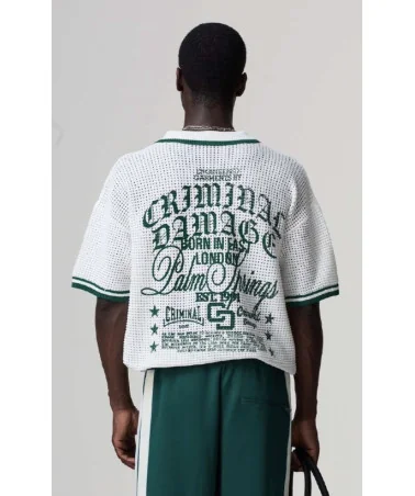 Criminal Damage - Logo Mania Knitted Shirt - White