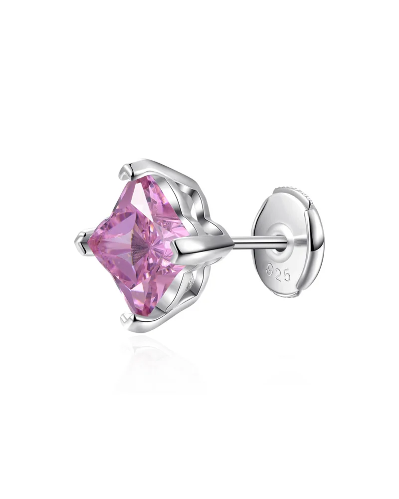 APORRO BRAND - S925 Solid Clover Cut Stud Earrings - Pink