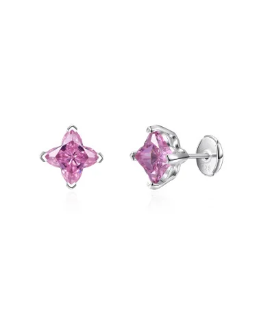 APORRO BRAND - S925 Solid Clover Cut Stud Earrings - Pink
