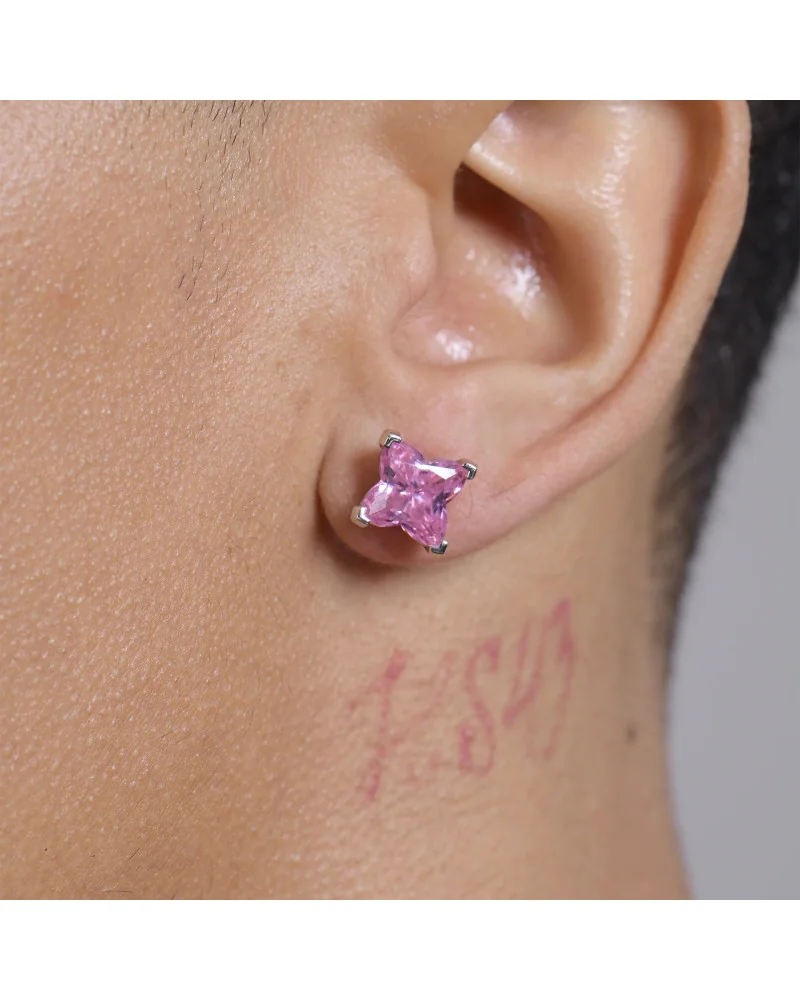 APORRO BRAND - S925 Solid Clover Cut Stud Earrings - Pink