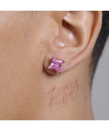 APORRO BRAND - S925 Solid Clover Cut Stud Earrings - Pink