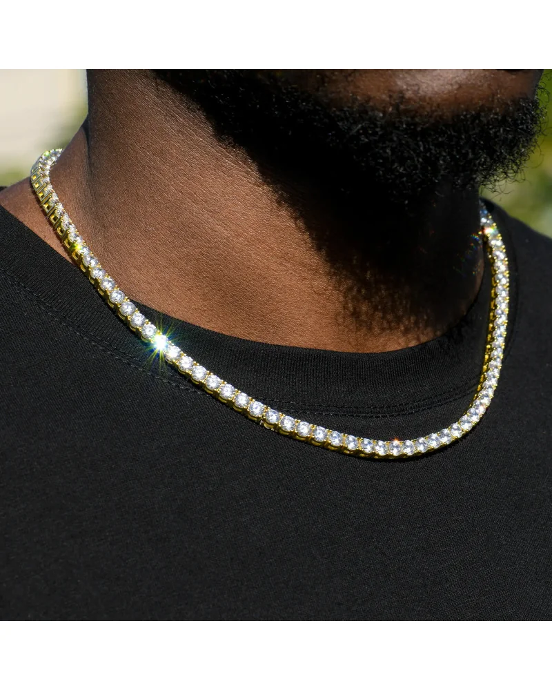 APORRO BRAND - Iced Tennis Chain - 5mm - Yellow Gold