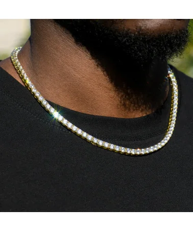 APORRO BRAND - Iced Tennis Chain - 5mm - Yellow Gold