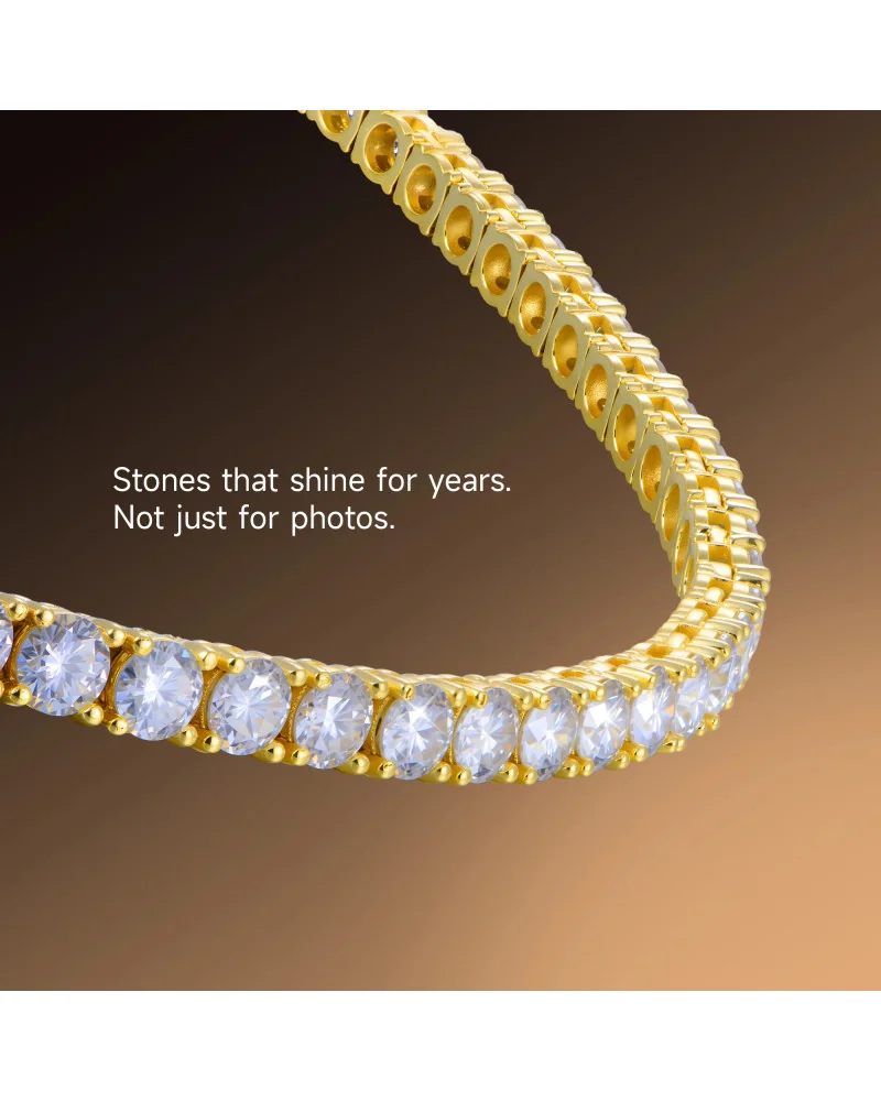APORRO BRAND - Iced Tennis Chain - 5mm - Yellow Gold