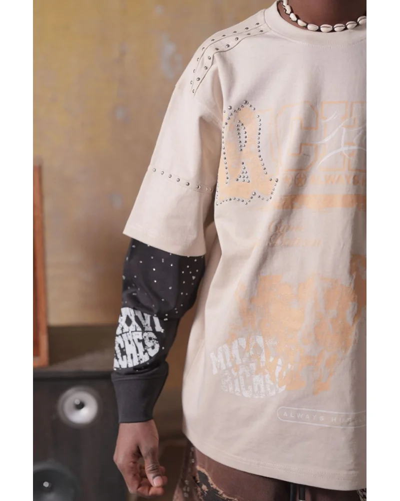 Elite Premium Jeans - Riches Embellished Thermal Tee - Black