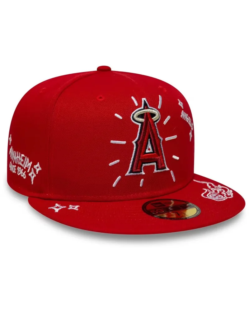 New Era - MLB Scribble Los Angeles 59FIFTY Fitted Dark Cap - Red