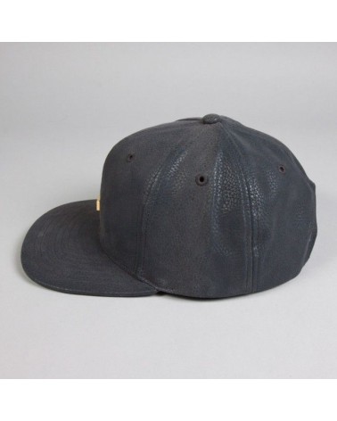 King Apparel - Luxe 6 Panel Snapback Cap - Charcoal Grey Leather