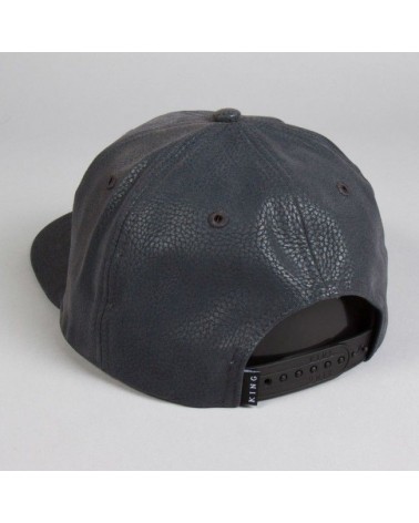 King Apparel - Luxe 6 Panel Snapback Cap - Charcoal Grey Leather