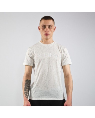 King Apparel -Staple Linear Step Hem Tee - Cream Fleck