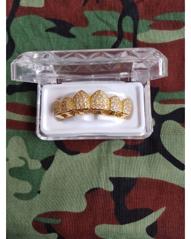 King Ice - 14K Gold Studded Teeth Grillz - Top