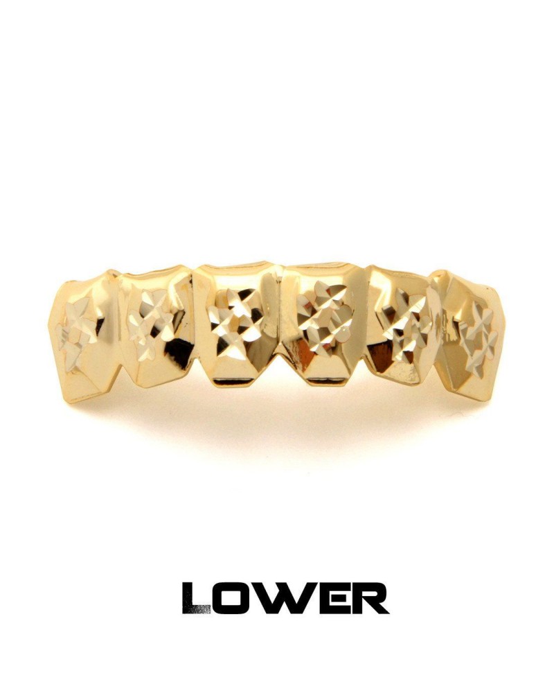 King Ice - Gold Diamond Cut Teeth Grillz - Bottom