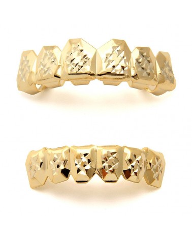 King Ice - Gold Diamond Cut Teeth Grillz - Bottom