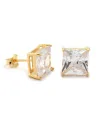 King Ice - Gold Black Princess Brilliant Sterling Silver CZ Stud Earrings