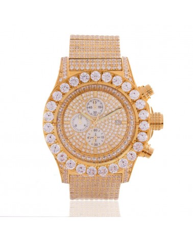 King Ice - 14K Gold Royal CZ Watch