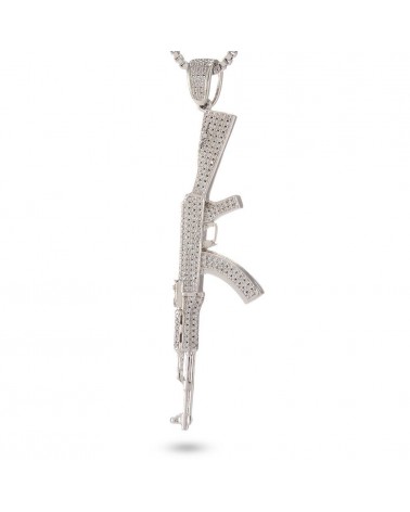 King Ice - White Gold Studded AK-47 Necklace