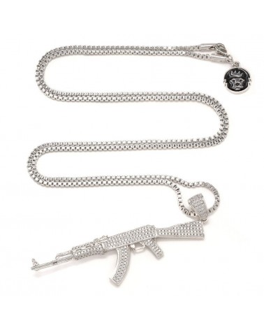 King Ice - White Gold Studded AK-47 Necklace