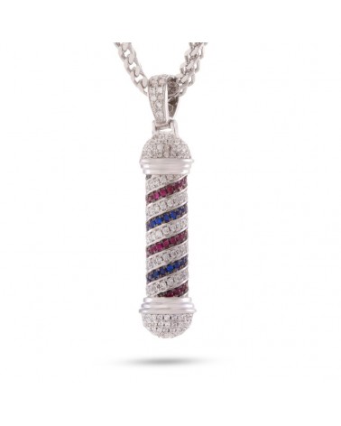 King Ice - The 14K Gold CZ Barber Shop Pole Necklace