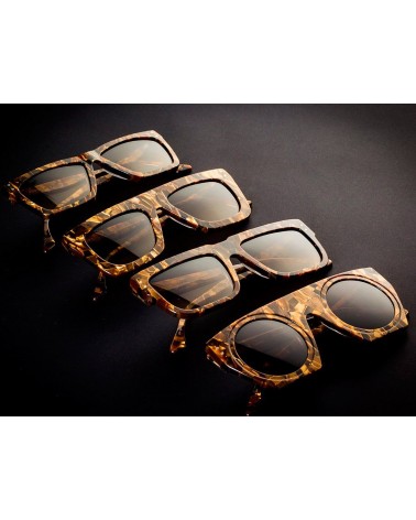 9Five Eyewear - St. Michael  Clear Lens - Wood & 24k Gold