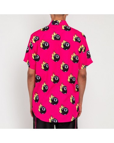 Pink Dolphin - 8BALL FLAMES BUTTON UP - Pink